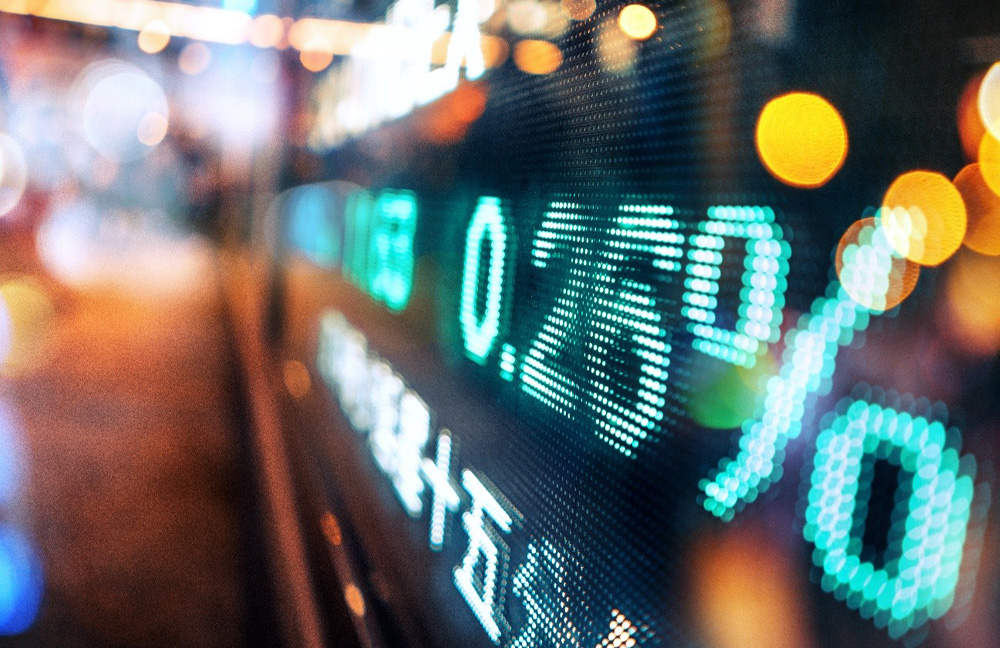 Painel de neon com o número "0.26%". Painel de neon com o número "0.26%".