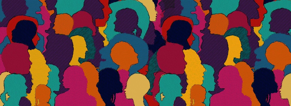 Imagem composta de inúmeras silhuetas de bustos, em diversas cores, que estão sobrepostas. Imagem composta de inúmeras silhuetas de bustos, em diversas cores, que estão sobrepostas.