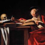 Reprodução da pintura São Jerônimo escrevendo" de Caravaggio